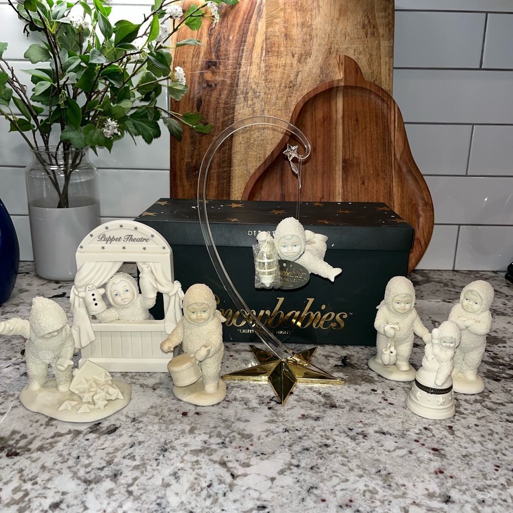 Department 56 Snowbabies Lot Of 7 Pieces One Box New W Tag Holidays Snowman Sled